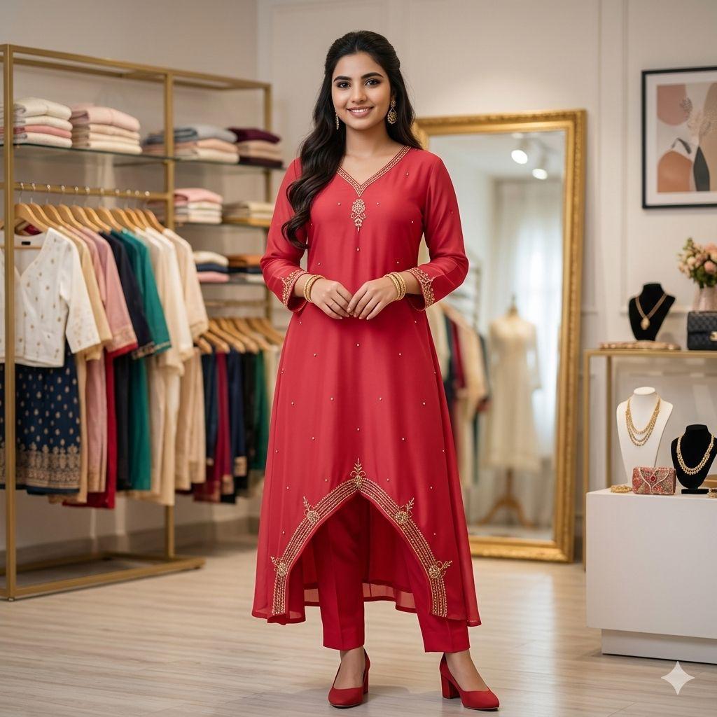 Party Wear Fish Cutting  Churidhar