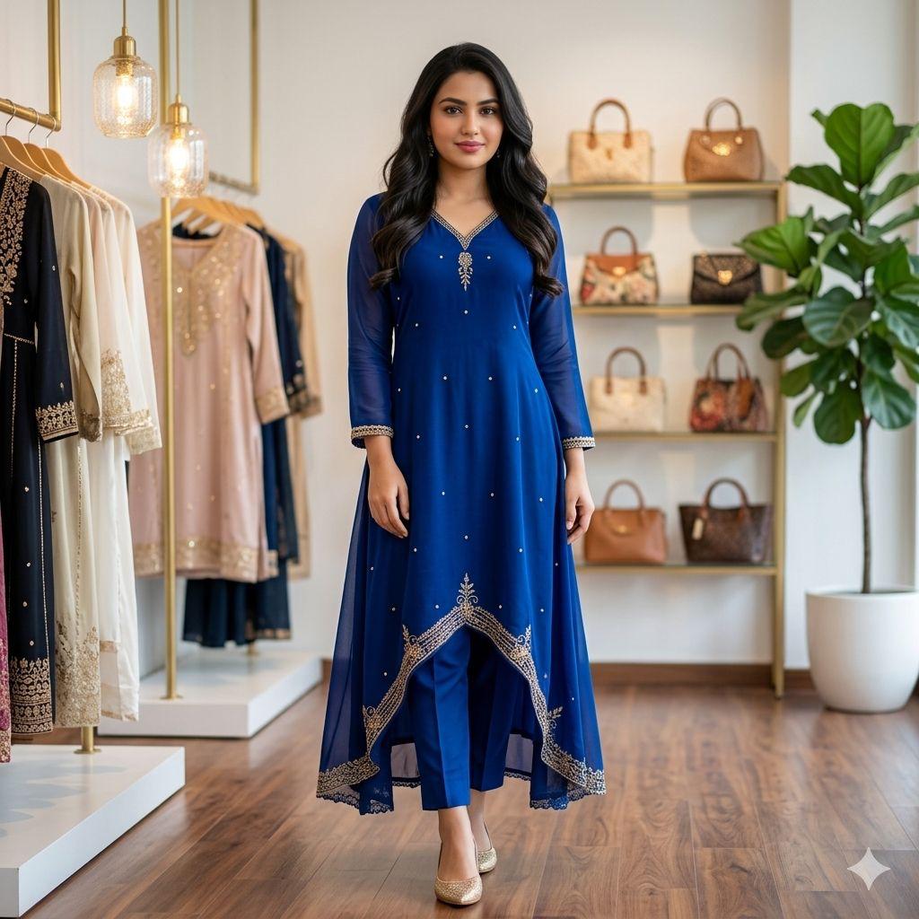 Party Wear Fish Cutting  Churidhar
